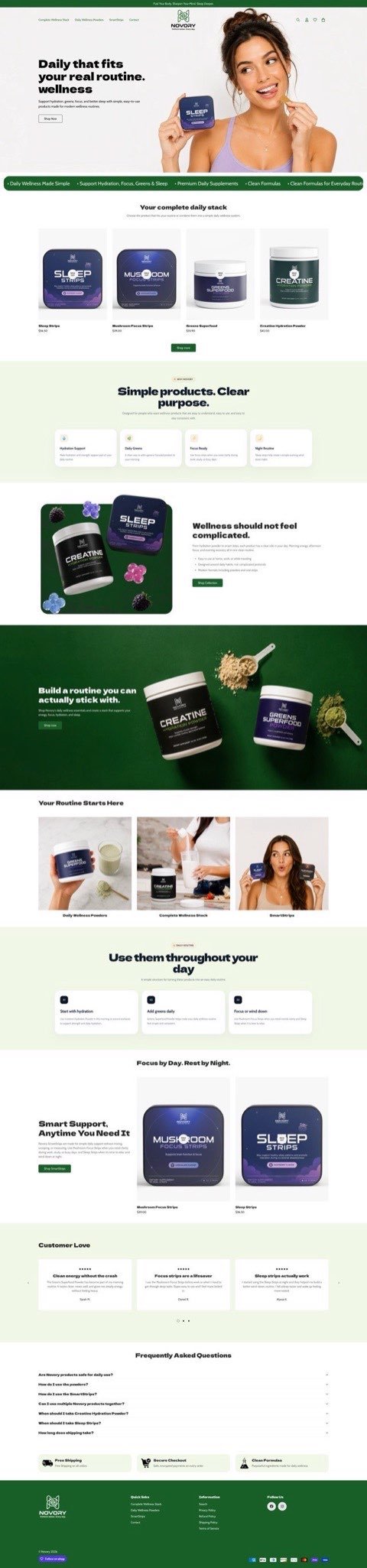 NOVORY — Daily Wellness & Supplement Shopify Store