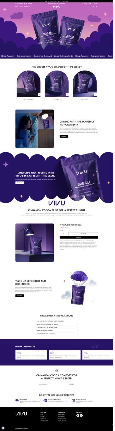 VIVU — Dream Night-Time Mushroom Cocoa Shopify Store